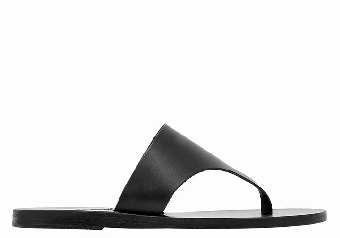 Ancient Greek Sandals Mera Leather Women Flip Flops Black | NPA8613CB