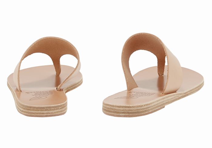 Ancient Greek Sandals Mera Leather Women Flip Flops Beige | SOH7243OR