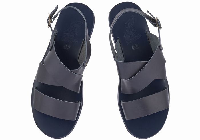 Ancient Greek Sandals Miltos Men Casual Sandals Dark Blue | QMF3336SB