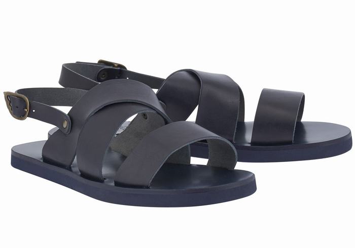 Ancient Greek Sandals Miltos Men Casual Sandals Dark Blue | QMF3336SB