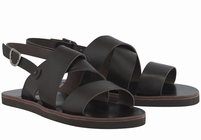 Ancient Greek Sandals Miltos Men Casual Sandals Chocolate | TQO3963IY