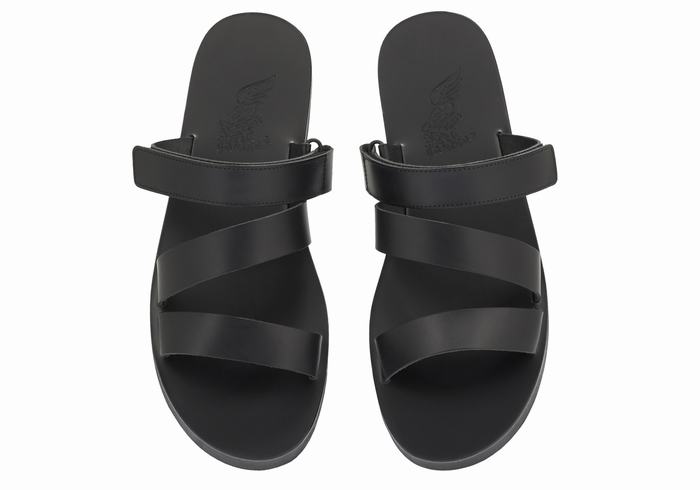 Ancient Greek Sandals Morfeas Men Slide Sandals Black | FFX356SK