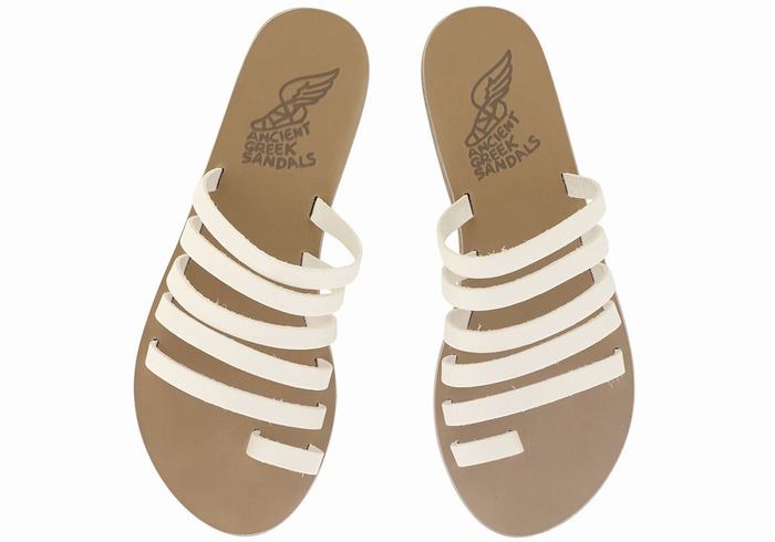 Ancient Greek Sandals Niki Leather Women Toe-Post Sandals White | VSA5961FM