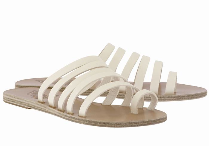 Ancient Greek Sandals Niki Leather Women Toe-Post Sandals White | VSA5961FM