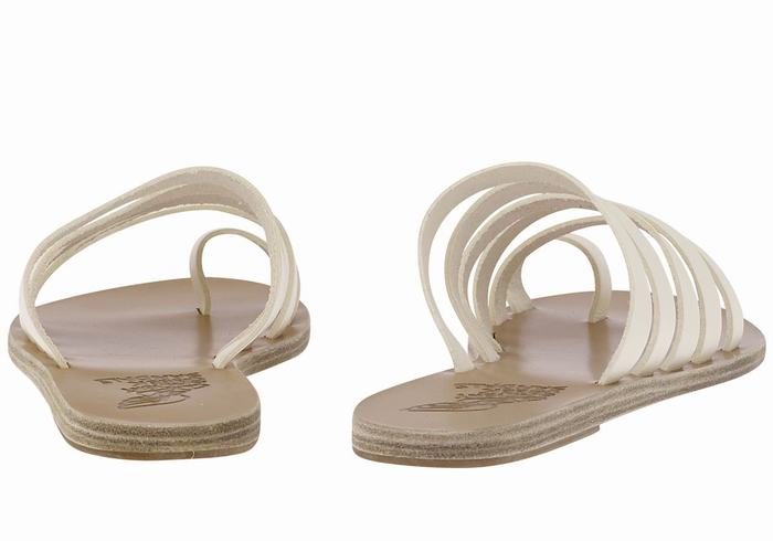 Ancient Greek Sandals Niki Leather Women Toe-Post Sandals White | VSA5961FM