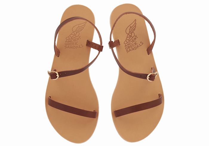 Ancient Greek Sandals Niove Leather Women Back-Strap Sandals Coffee | OCF8896ZI