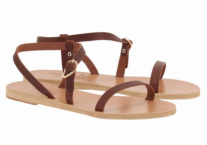 Ancient Greek Sandals Niove Leather Women Back-Strap Sandals Coffee | OCF8896ZI