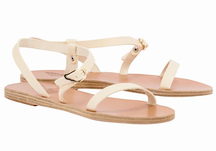 Ancient Greek Sandals Niove Leather Women Back-Strap Sandals White | NFQ2627TW