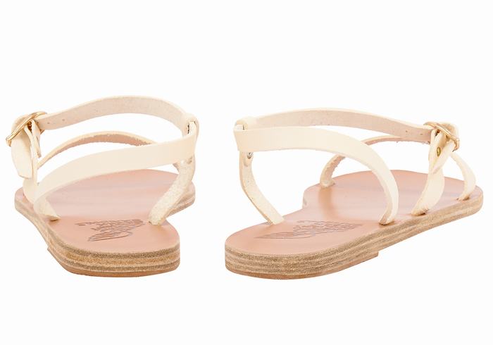 Ancient Greek Sandals Niove Leather Women Back-Strap Sandals White | NFQ2627TW