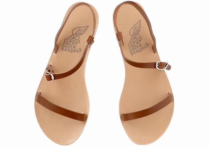 Ancient Greek Sandals Niove Leather Women Back-Strap Sandals Dark Brown | AEU5592KJ