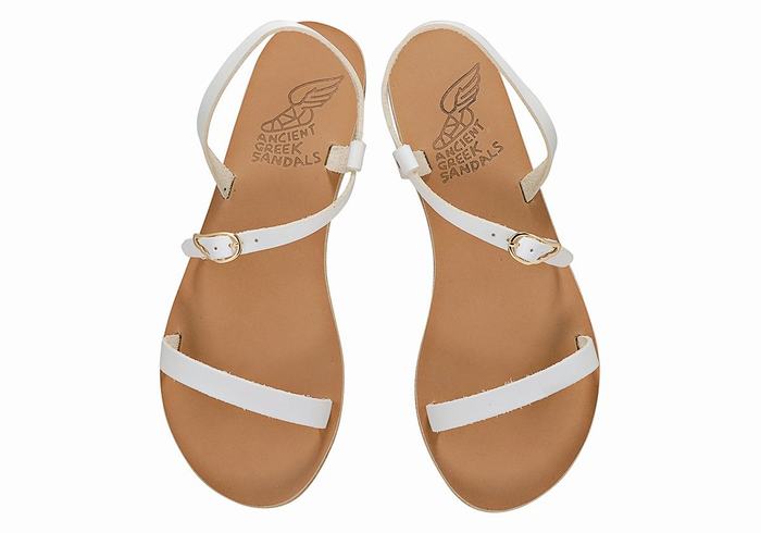 Ancient Greek Sandals Niove Leather Women Back-Strap Sandals White | RMD2934LL