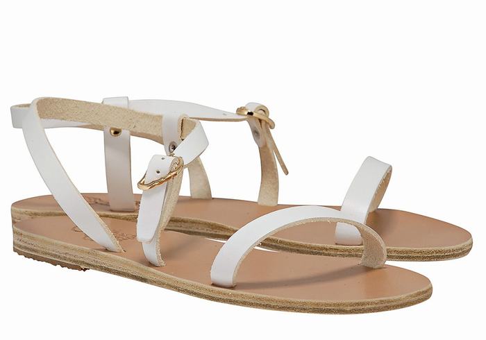 Ancient Greek Sandals Niove Leather Women Back-Strap Sandals White | RMD2934LL