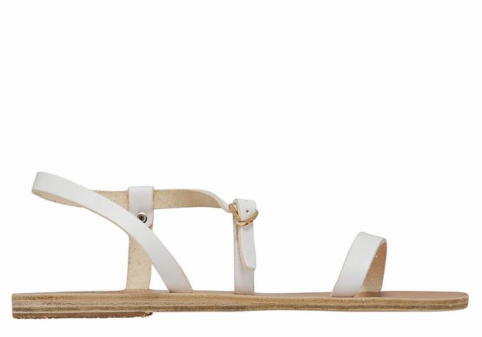 Ancient Greek Sandals Niove Leather Women Back-Strap Sandals White | RMD2934LL