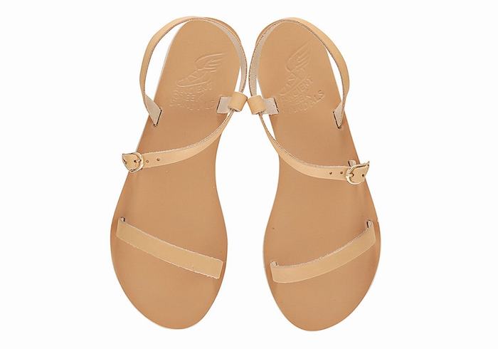 Ancient Greek Sandals Niove Leather Women Back-Strap Sandals Beige | FKB6381OE