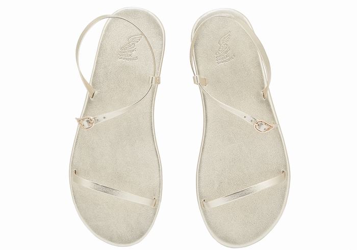 Ancient Greek Sandals Niove Women Back-Strap Sandals Gold White | HGM242QA