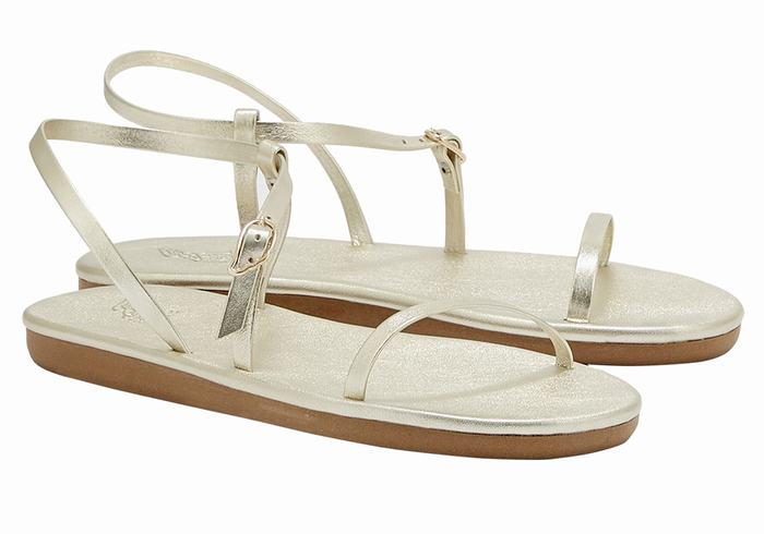 Ancient Greek Sandals Niove Women Back-Strap Sandals Gold White | HGM242QA