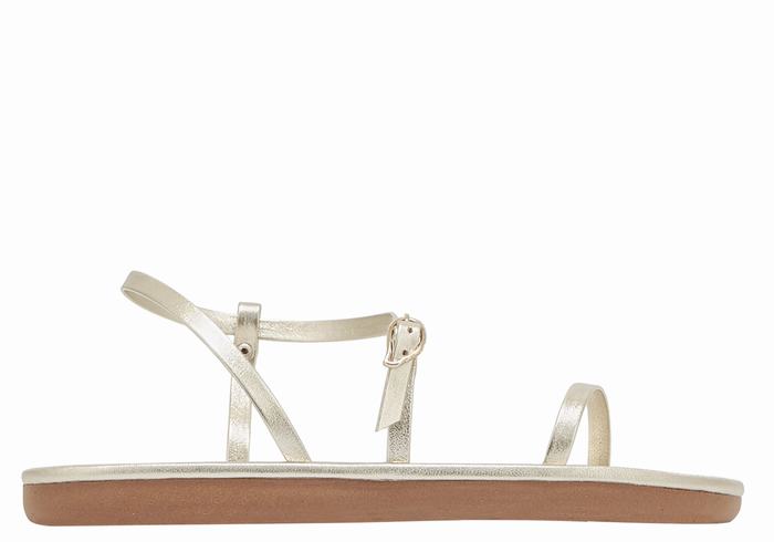 Ancient Greek Sandals Niove Women Back-Strap Sandals Gold White | HGM242QA