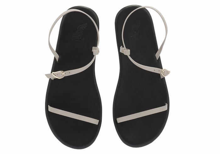 Ancient Greek Sandals Niove Women Back-Strap Sandals Grey Brown | MPC2181SV