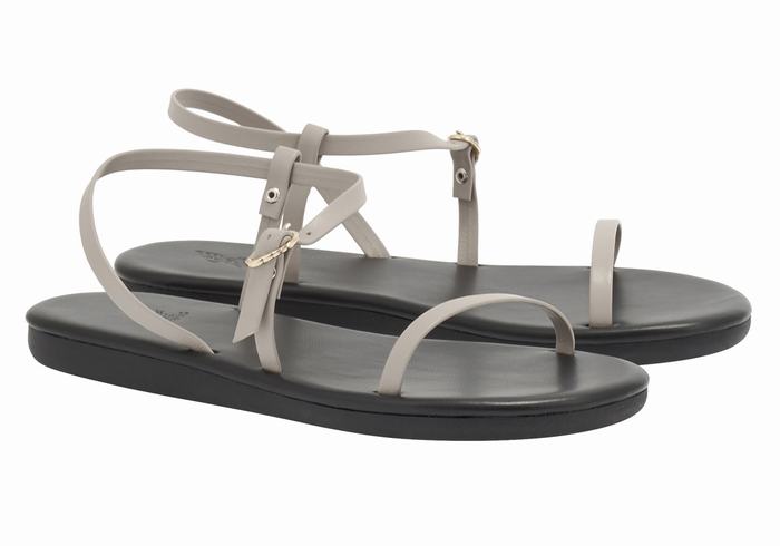 Ancient Greek Sandals Niove Women Back-Strap Sandals Grey Brown | MPC2181SV