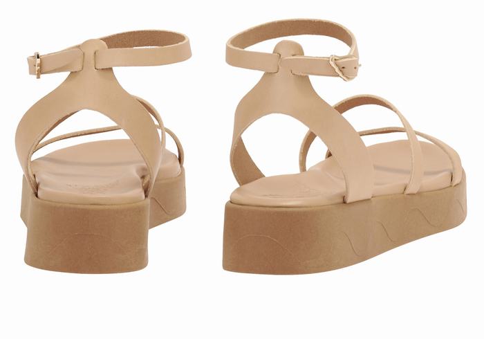 Ancient Greek Sandals Nissida Leather Women Platform Sandals Beige | BEO703BI