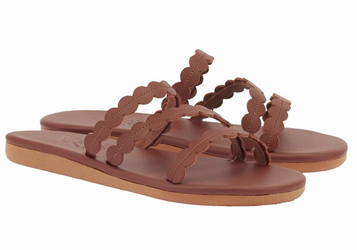 Ancient Greek Sandals Oceanis Women Slide Sandals Coffee | ZZD6133LS