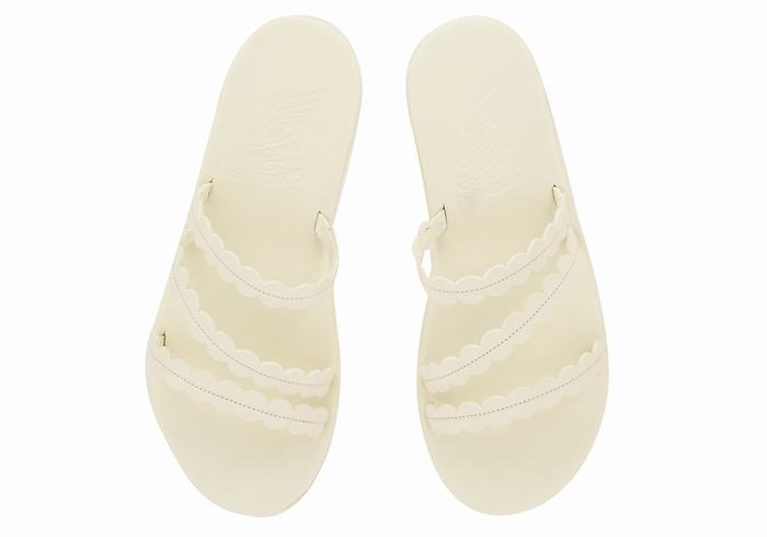 Ancient Greek Sandals Oceanis Women Slide Sandals White | IXY2121DQ