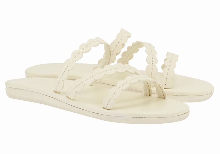 Ancient Greek Sandals Oceanis Women Slide Sandals White | IXY2121DQ