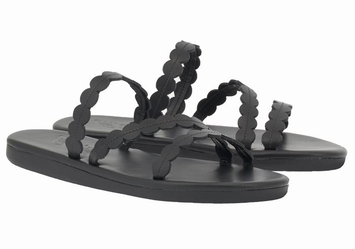 Ancient Greek Sandals Oceanis Women Slide Sandals Black | QZZ4042HS