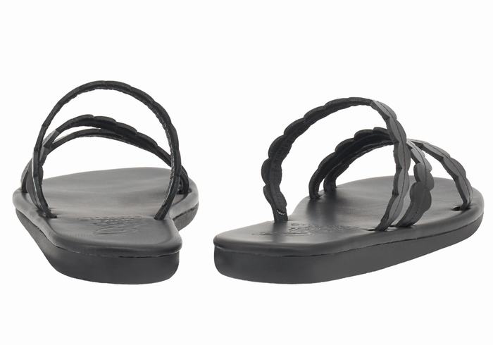 Ancient Greek Sandals Oceanis Women Slide Sandals Black | QZZ4042HS