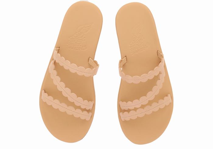 Ancient Greek Sandals Oceanis Women Slide Sandals Beige | MAF8687QX