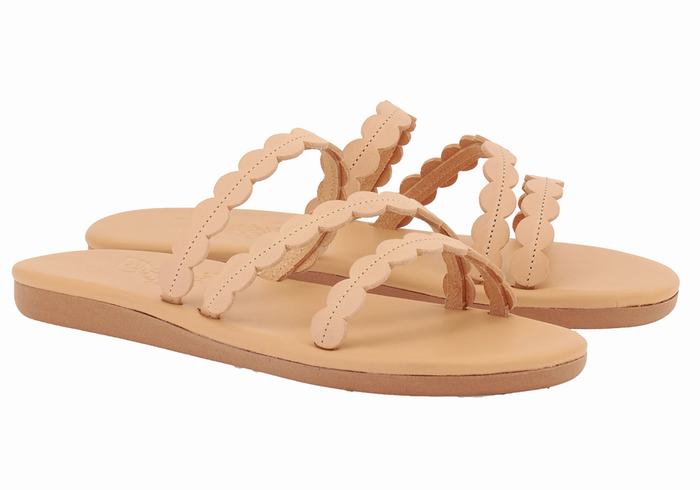 Ancient Greek Sandals Oceanis Women Slide Sandals Beige | MAF8687QX