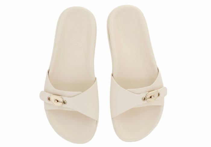 Ancient Greek Sandals Odi Women Slide Sandals White | UVG5121WC