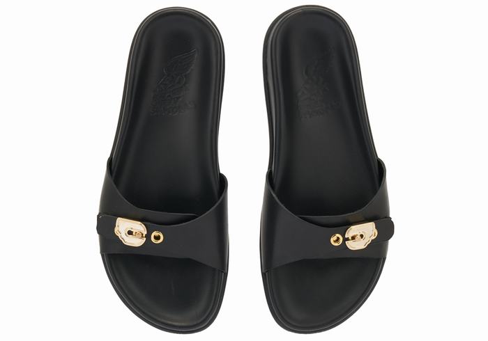 Ancient Greek Sandals Odi Women Slide Sandals Black | QYL8668FV