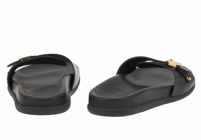 Ancient Greek Sandals Odi Women Slide Sandals Black | QYL8668FV