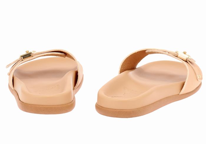 Ancient Greek Sandals Odi Women Slide Sandals Beige | YEN3626ZT