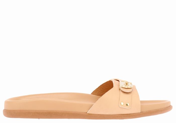 Ancient Greek Sandals Odi Women Slide Sandals Beige | YEN3626ZT