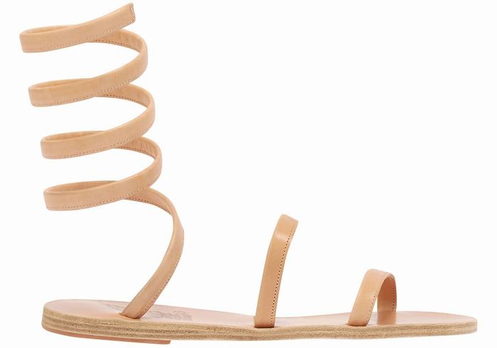 Ancient Greek Sandals Ofis Leather Women Gladiator Sandals Beige | VHO3268LD