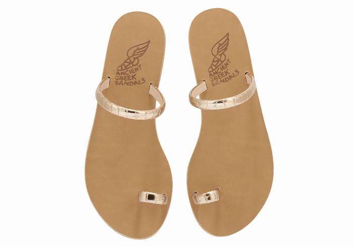 Ancient Greek Sandals Ophion Women Toe-Post Sandals Rose Gold | PNS5837SC