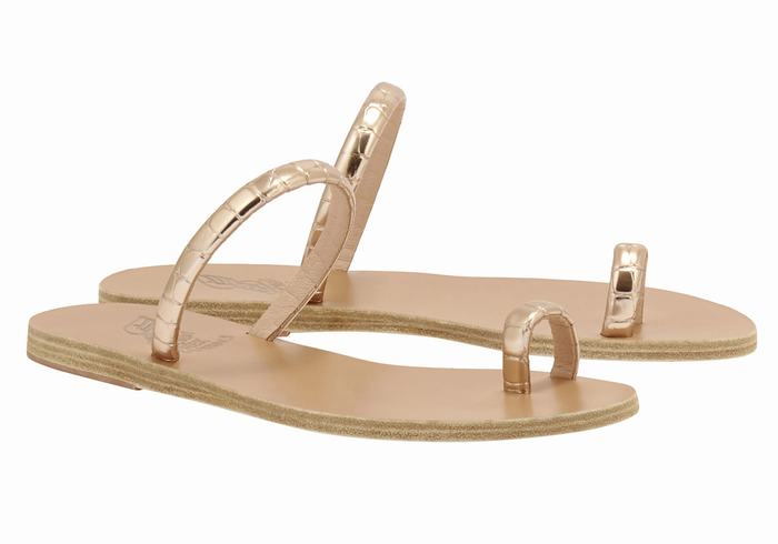 Ancient Greek Sandals Ophion Women Toe-Post Sandals Rose Gold | PNS5837SC