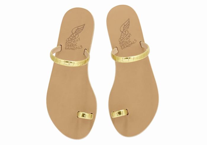 Ancient Greek Sandals Ophion Women Toe-Post Sandals Gold | PAW6983LG