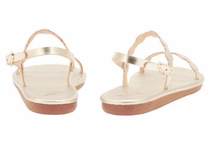 Ancient Greek Sandals Orion Women Back-Strap Sandals Gold White | RII663TX