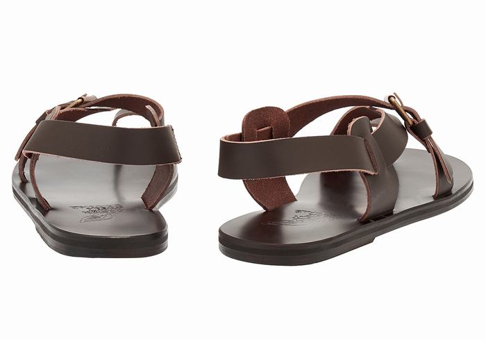 Ancient Greek Sandals Paris Leather Men Toe-Post Sandals Chocolate | SKX383SE