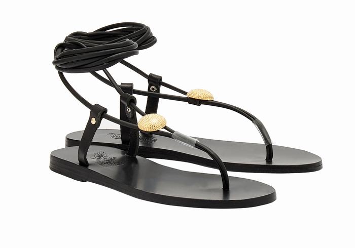 Ancient Greek Sandals Persephone Women Gladiator Sandals Black | SRA10042WQ