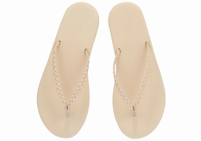 Ancient Greek Sandals Plage Flip Flop Women Braided Sandals White | EUV7210ZJ