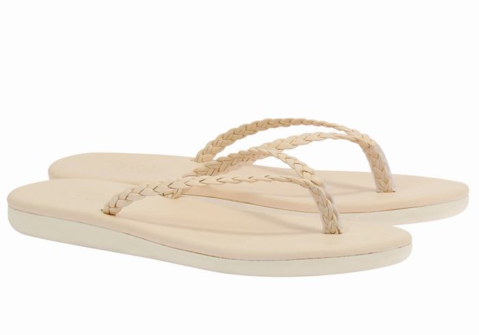 Ancient Greek Sandals Plage Flip Flop Women Braided Sandals White | EUV7210ZJ