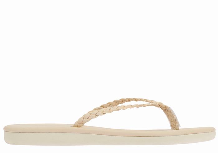 Ancient Greek Sandals Plage Flip Flop Women Braided Sandals White | EUV7210ZJ