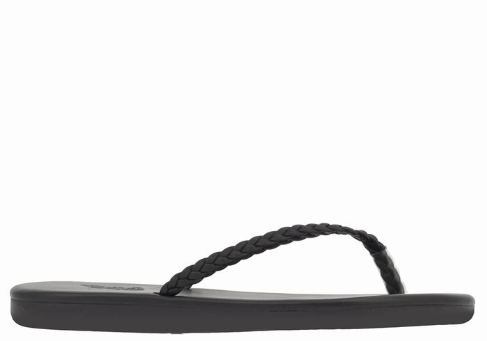 Ancient Greek Sandals Plage Flip Flop Women Braided Sandals Black | HHB469XE