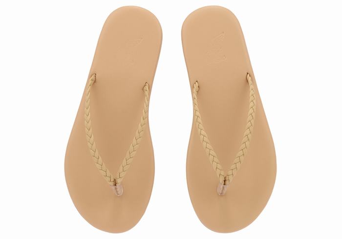 Ancient Greek Sandals Plage Flip Flop Women Braided Sandals Beige | WKB6818FM