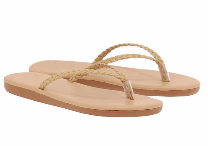 Ancient Greek Sandals Plage Flip Flop Women Braided Sandals Beige | WKB6818FM