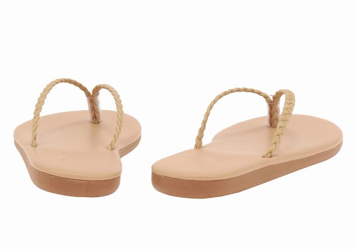 Ancient Greek Sandals Plage Flip Flop Women Braided Sandals Beige | WKB6818FM